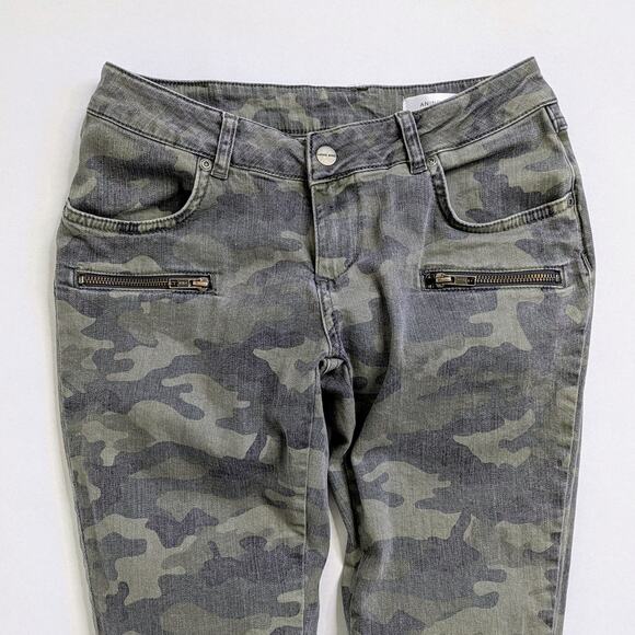 Anine Bing Jeans Women's 28 Green Camoflage Zipper Skinny Stretch Denim Low Rise - Picture 6 of 11